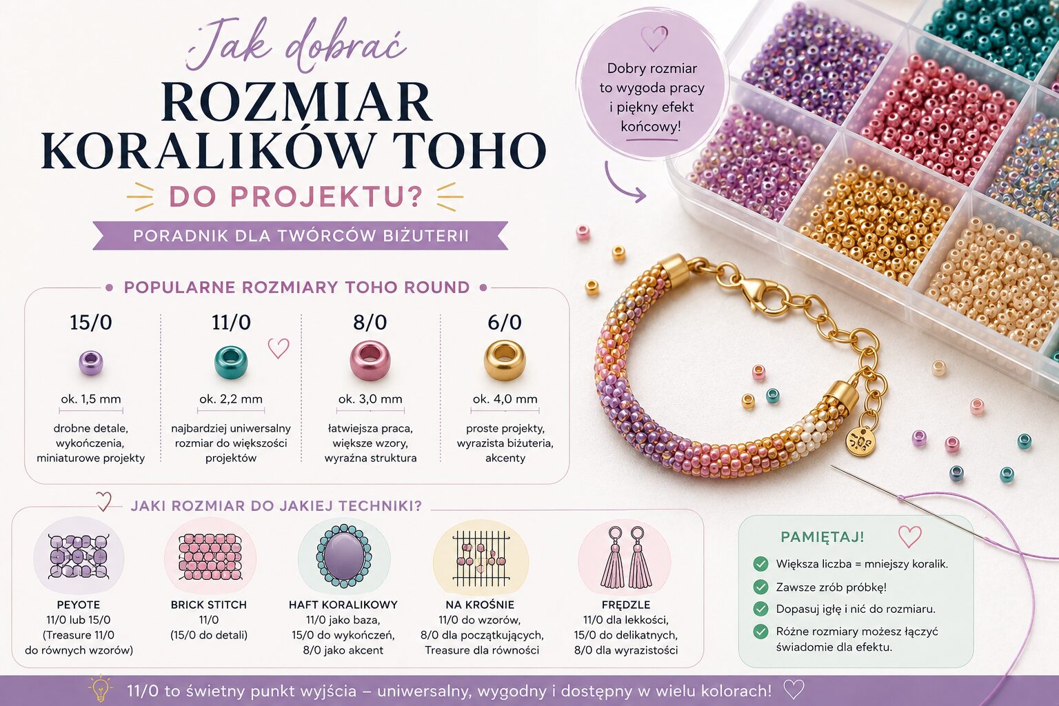 Jak dobrać rozmiar koralików TOHO?