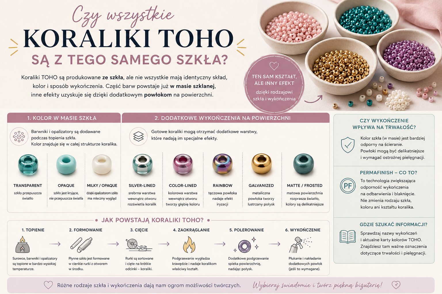 Czy wszystkie koraliki TOHO są z tego samego szkła?
